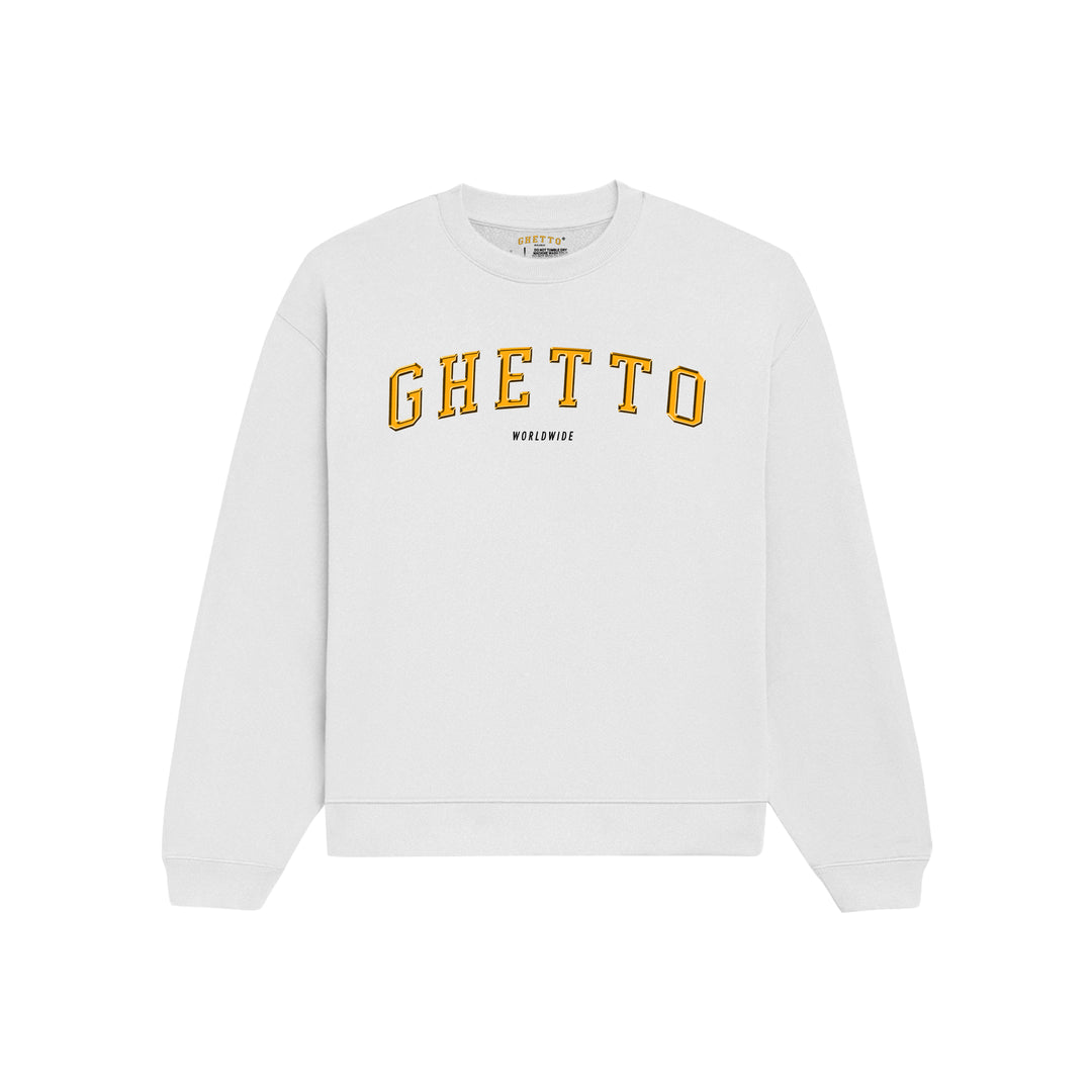 OG LOGO - WHITE SWEAT SHIRT – GHETTO WORLDWIDE