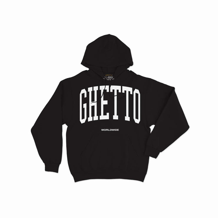 ROSE WHITE | "BLACK PULL OVER HOODIE JACKET"